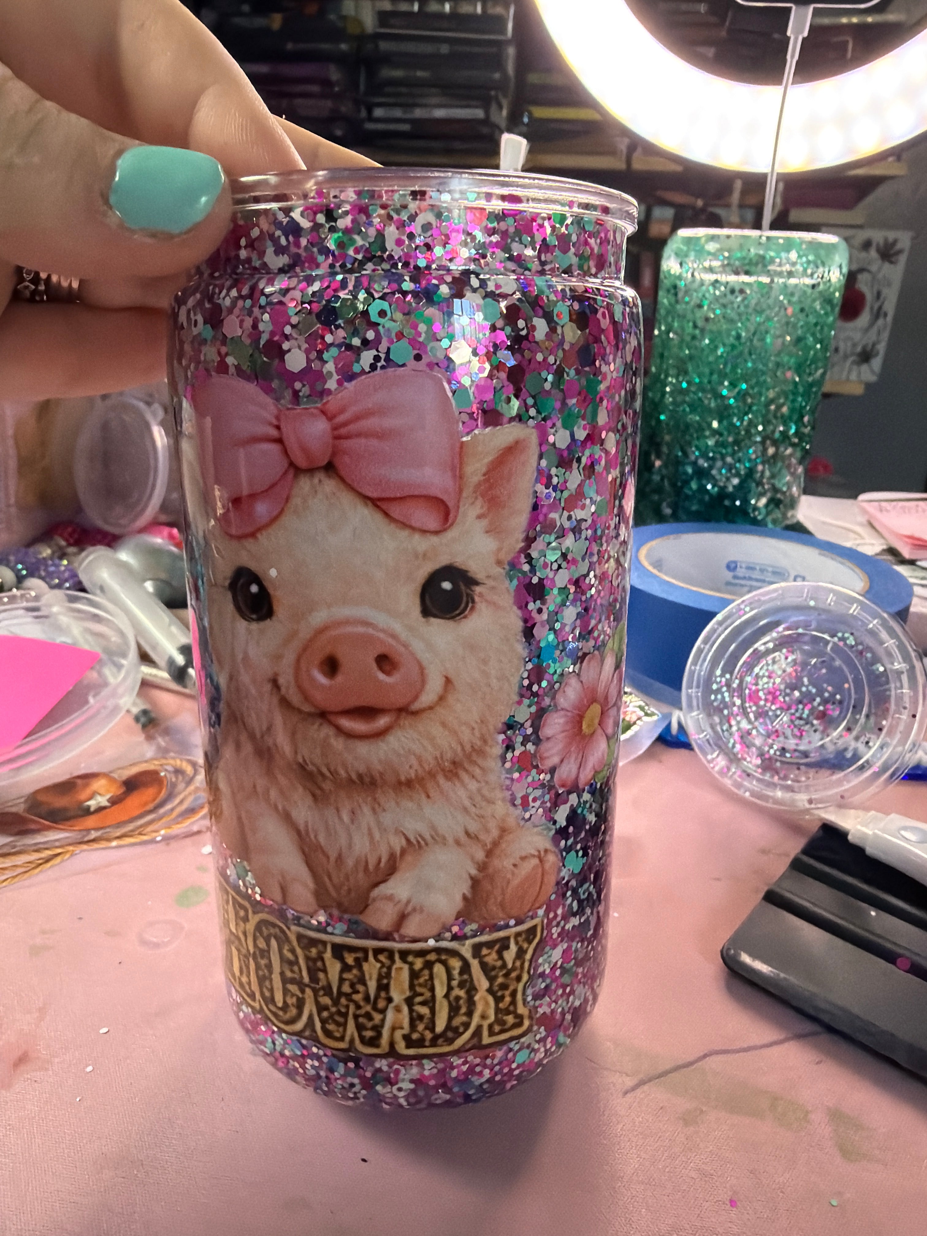 Pre Made Pig Cup 26 oz Acrylic