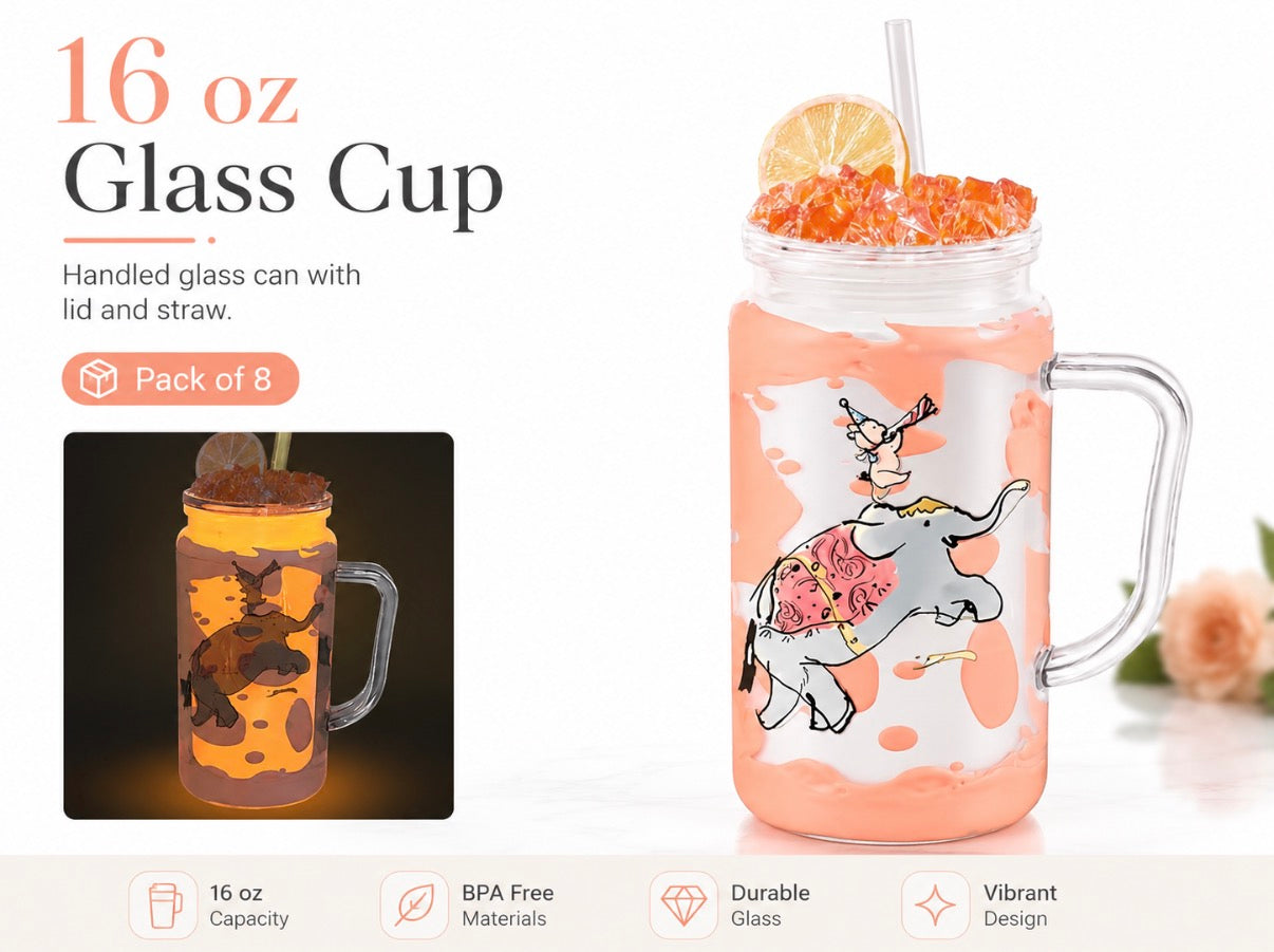 Glow in the Dark 16 oz Acrylic with handle