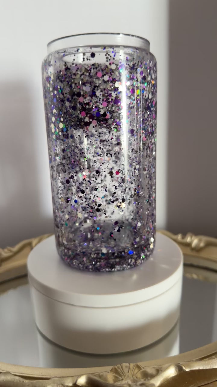 12 Oz Glass Waterfall Purple Cup! GLOW IN THE DARK!